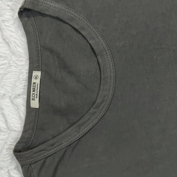 455. Buck Mason Pima Curved Hem Tee | Color: Faded Black Venice Wash - Picture 5 of 10